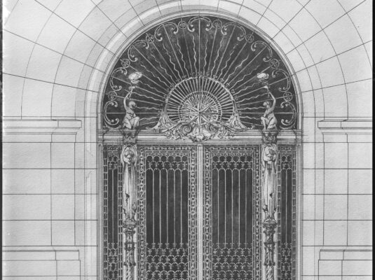 Dessin de conception des portes d'entrée principales