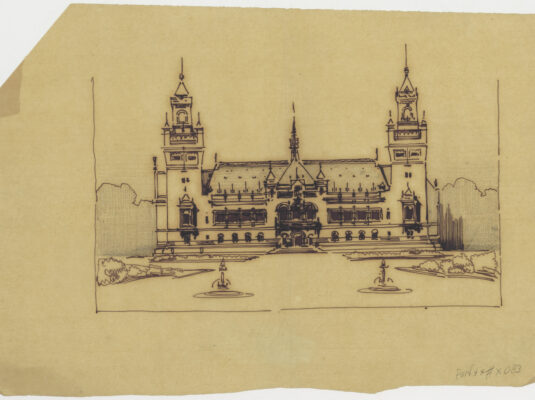 sketch of the Peace Palace design